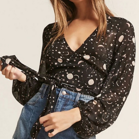 Celestial Constellation Wrap Crop Top By Selfie Leslie